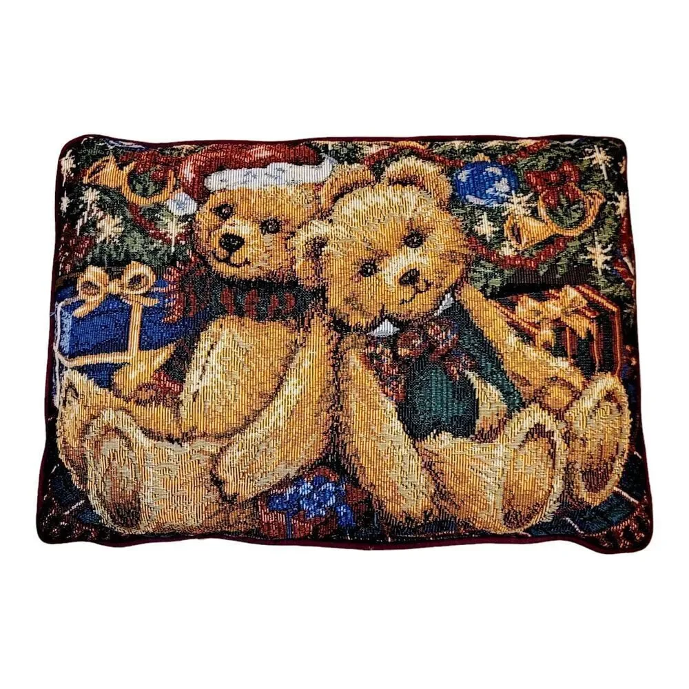 Teddy Bears‎ Santa Needlepoint Christmas Pillow Teddy Bear With Presents 16
